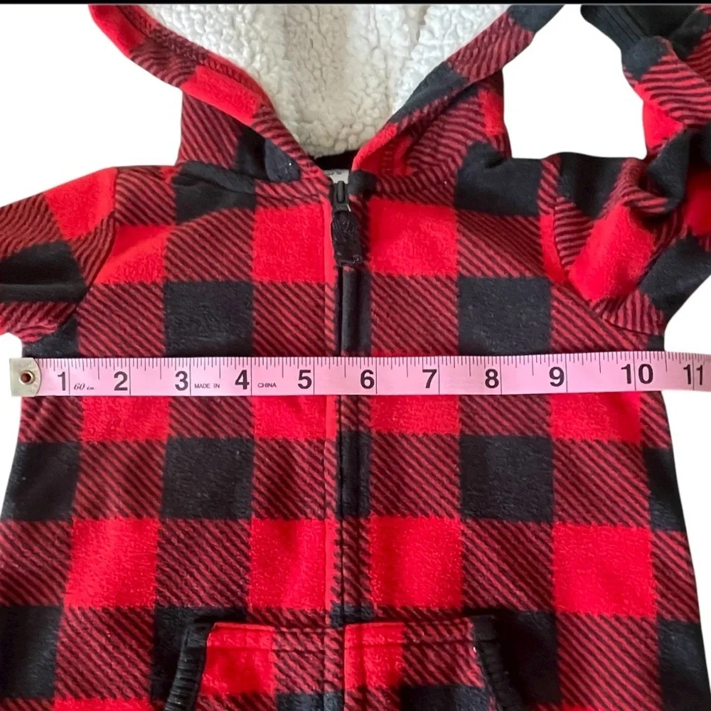 Carter’s Red and Black Plaid Baby One Piece Hoodie.